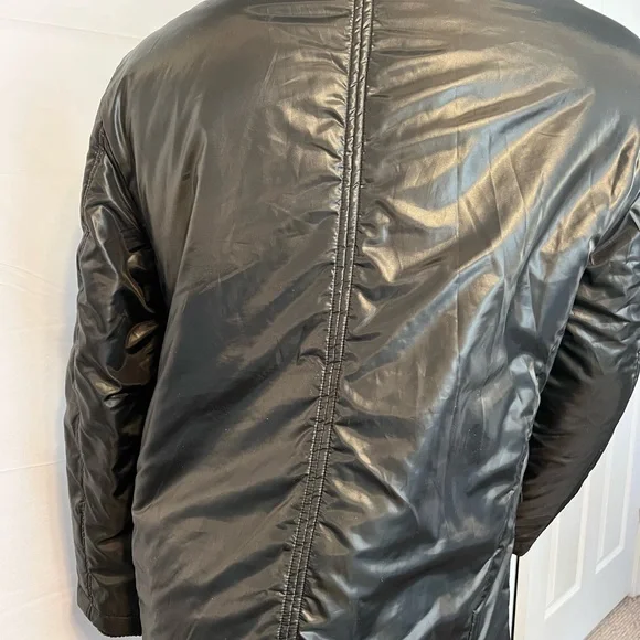 Tallia Mens Size L Black Jacket Coat w/ Zipper 5 Snap & Detachable Collar - Picture 4 of 14